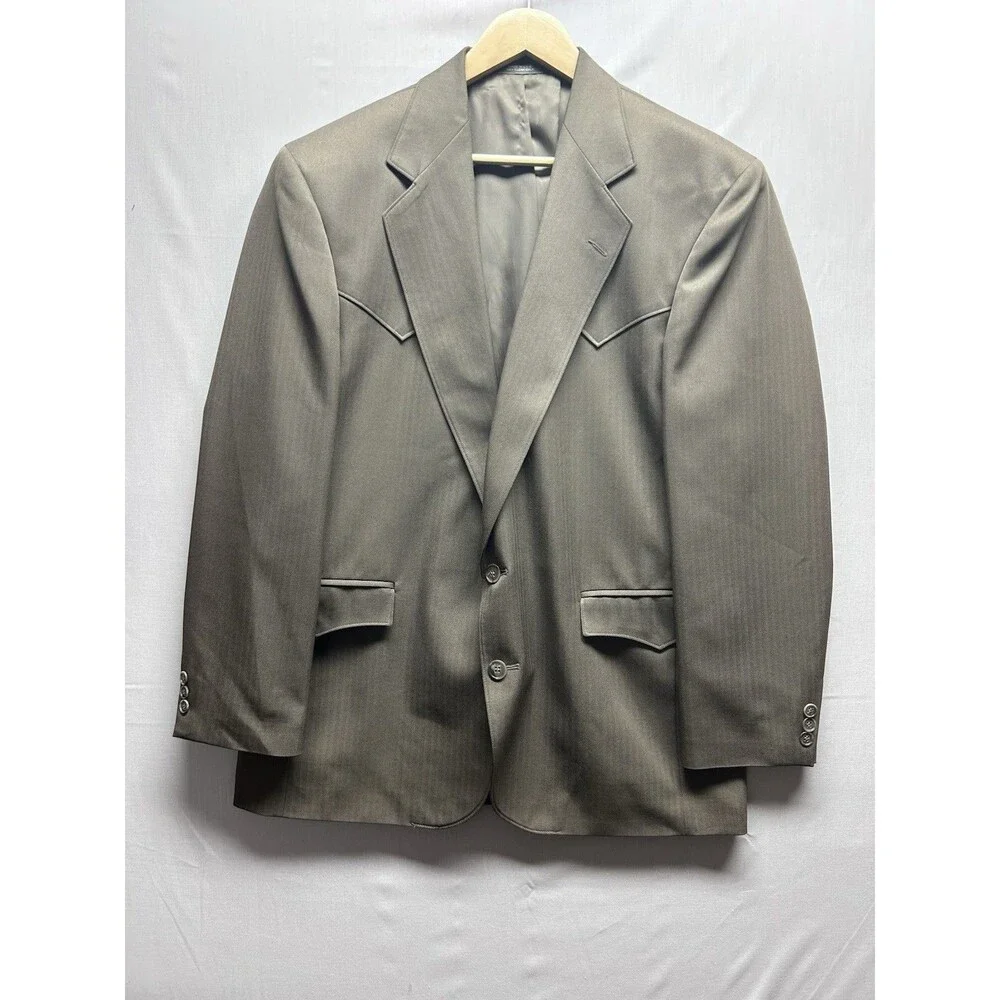Taos Country Vintage Western Collection Mens Suit 42, 36x30 Brown Pinstripe